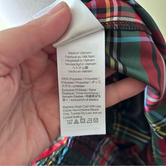 J. CREW Puff Sleeve Smocked Plaid Tartan Holiday Top Square Neck - XL - Picture 9 of 9